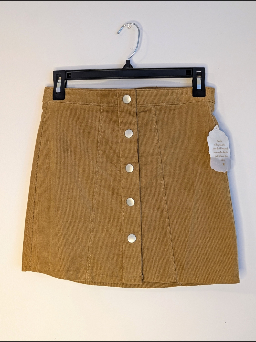 Altar'd State Camel Corduroy Button-Front Mini Skirt - Size Small